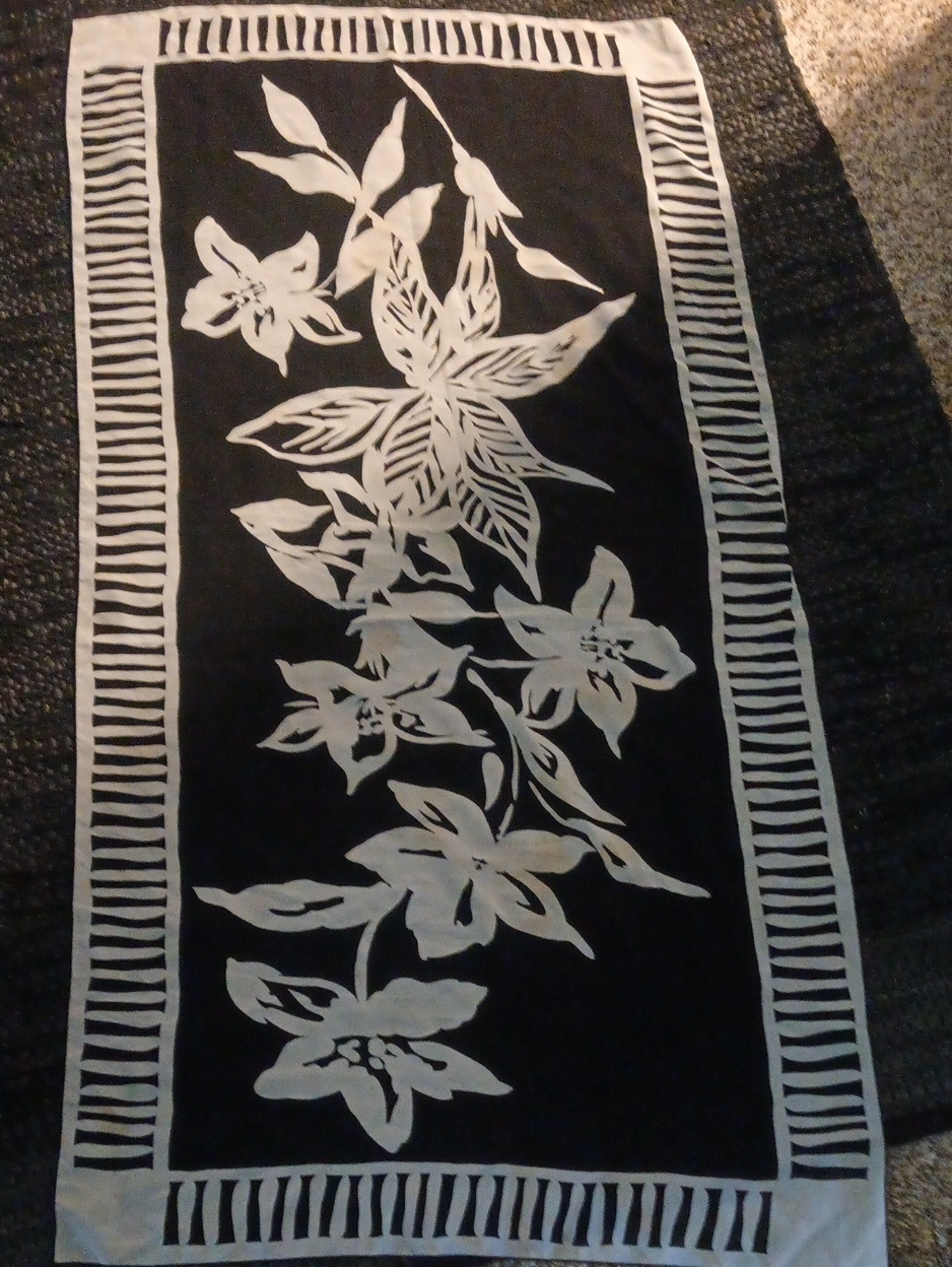 Black & White Floral Scarf / Wrap